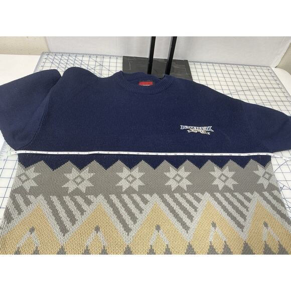 AVIREX Silver Sweater‎ Mens Navy/Cream Print Long Sleeve Size XXL with Logo - Picture 3 of 10